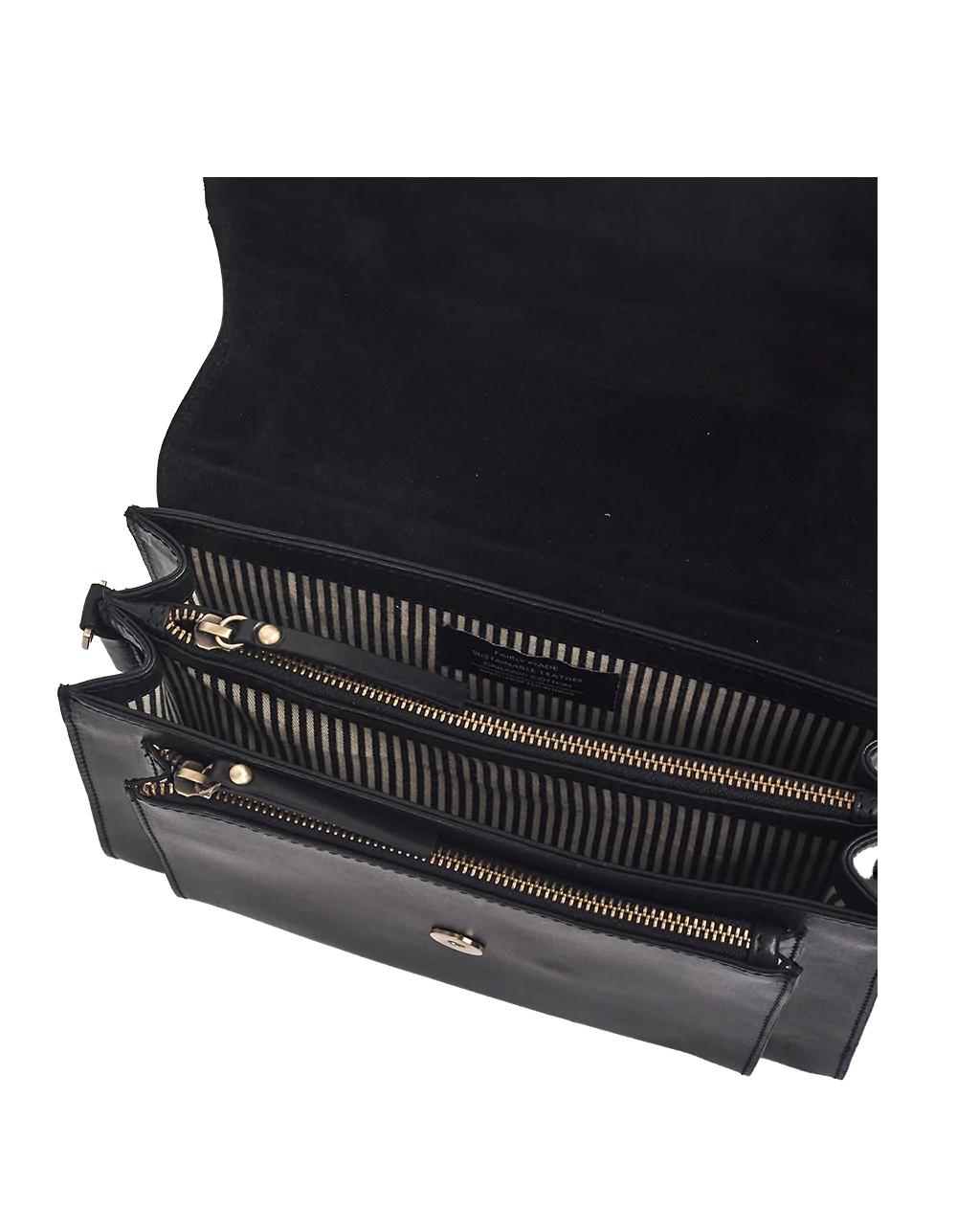 O My Bag Harper Accordion Style Midi Handbag Black Classic Leder Handtasche unisex